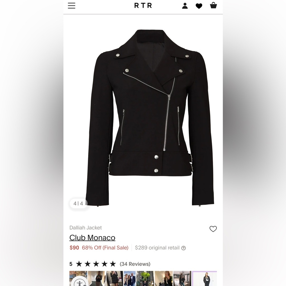 Club Monaco Deep Red Polyester Jacket with Gold Zippers - Picture 6 of 7